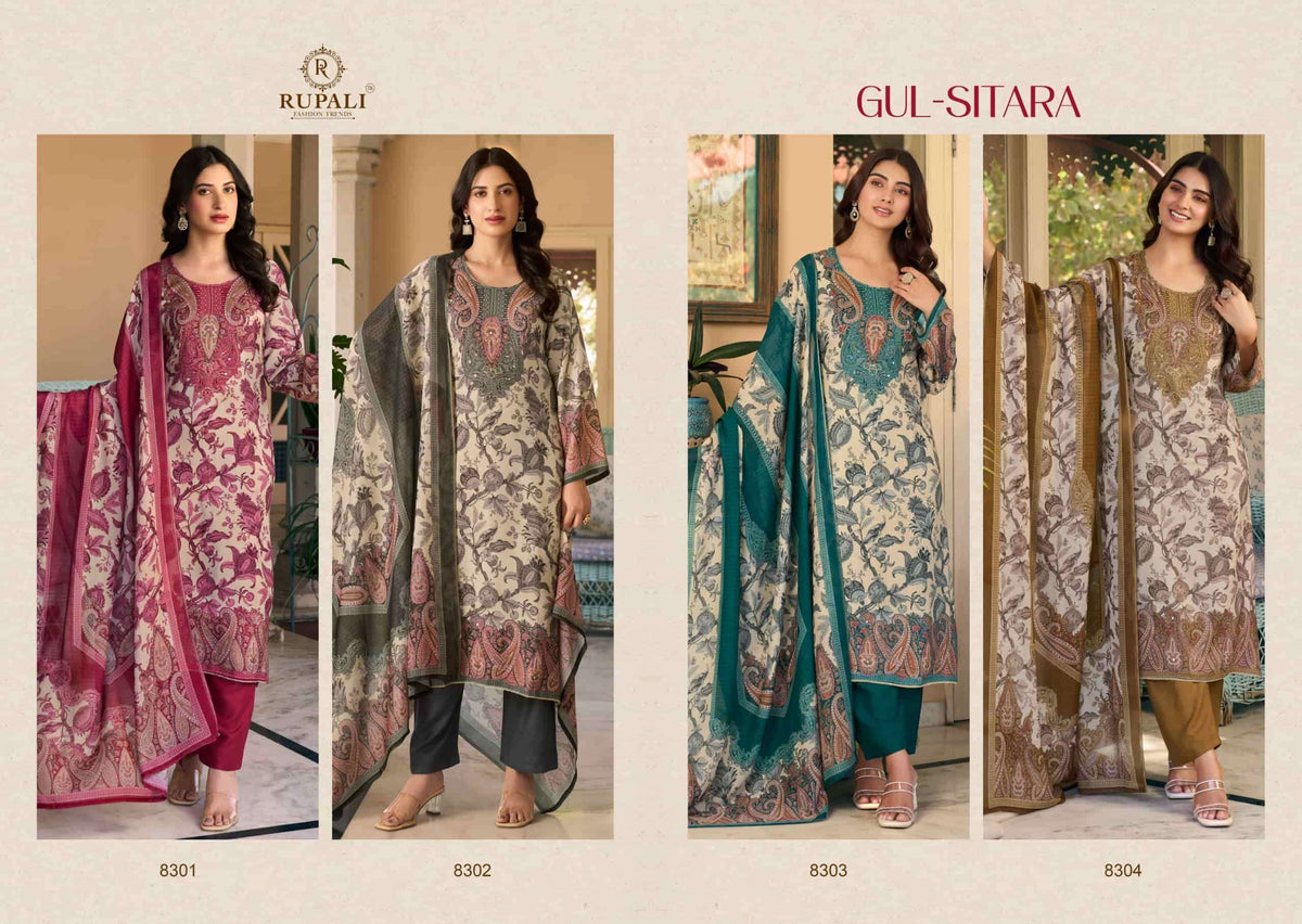 Rupali Fashion Gul Sitara Viscose Muslin Dress Material