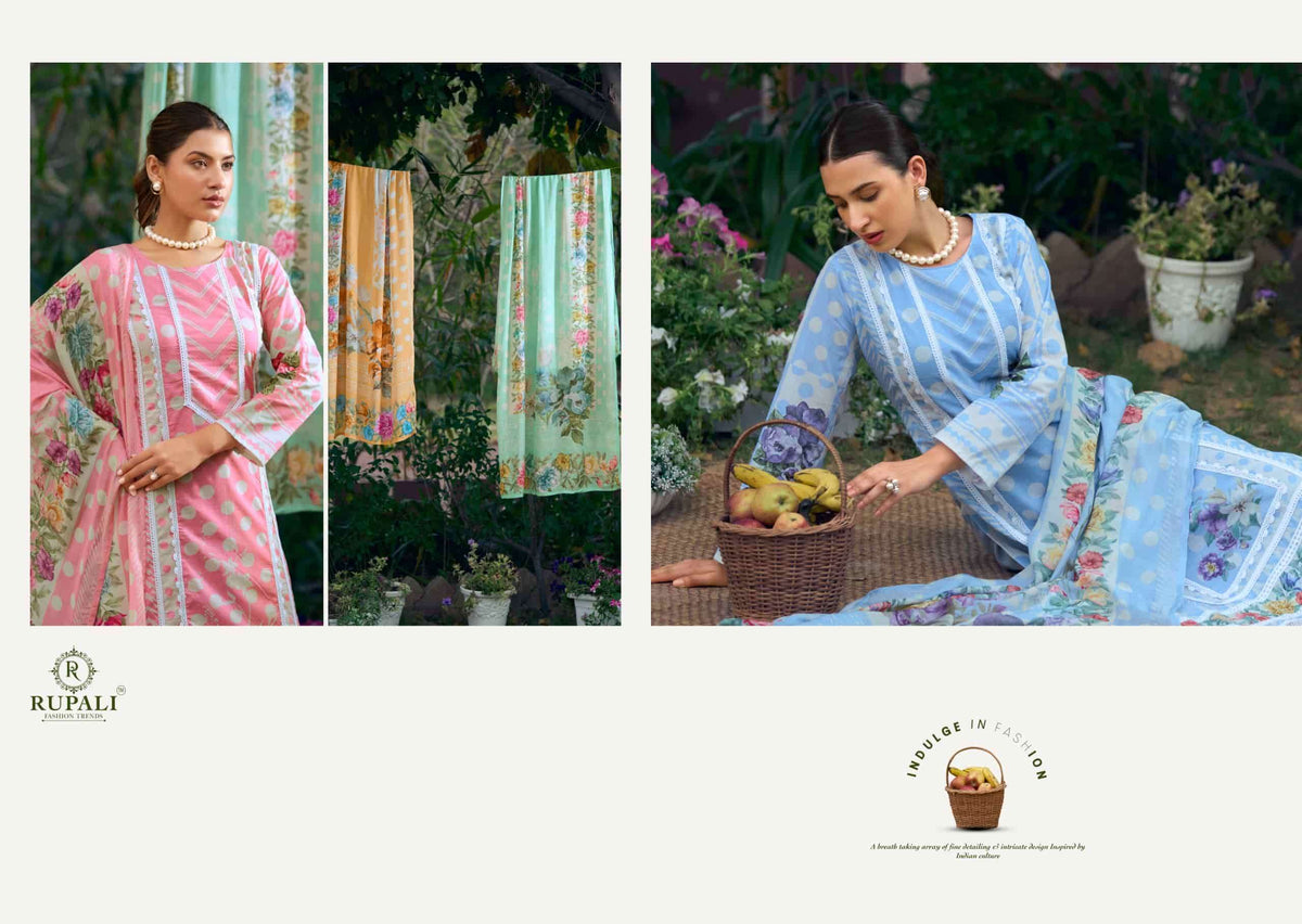 Rupali Fashion The Lost Garden Cambric Cotton Dress Material