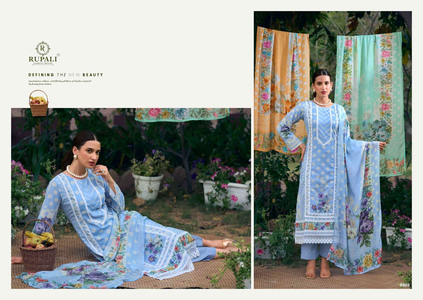 Rupali Fashion The Lost Garden Cambric Cotton Dress Material