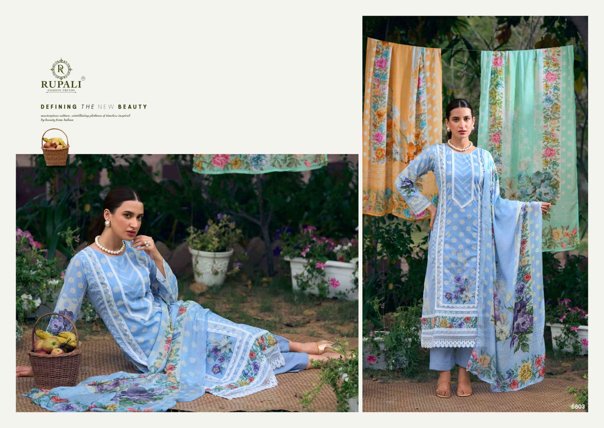 Rupali Fashion The Lost Garden Cambric Cotton Dress Material