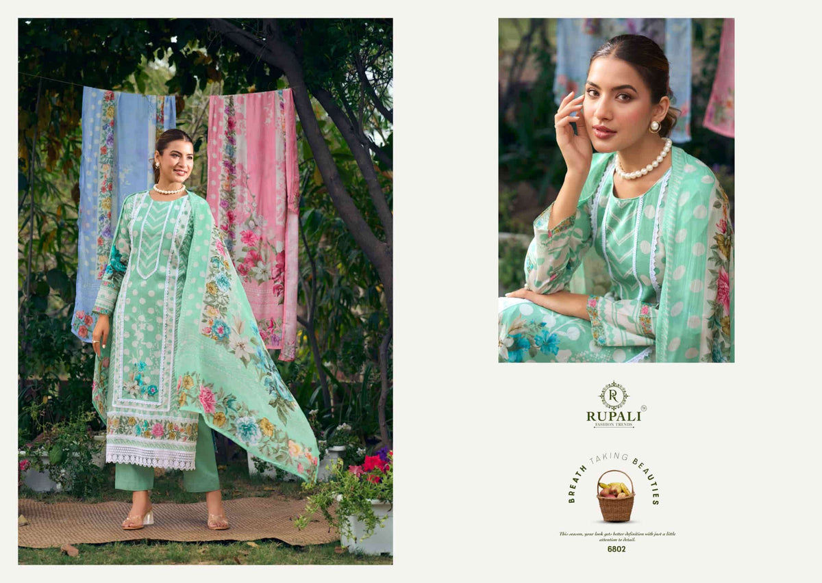 Rupali Fashion The Lost Garden Cambric Cotton Dress Material