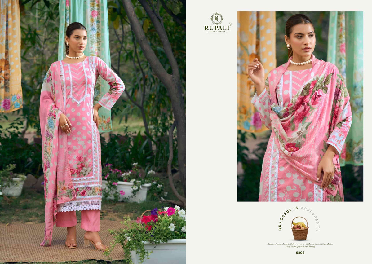 Rupali Fashion The Lost Garden Cambric Cotton Dress Material