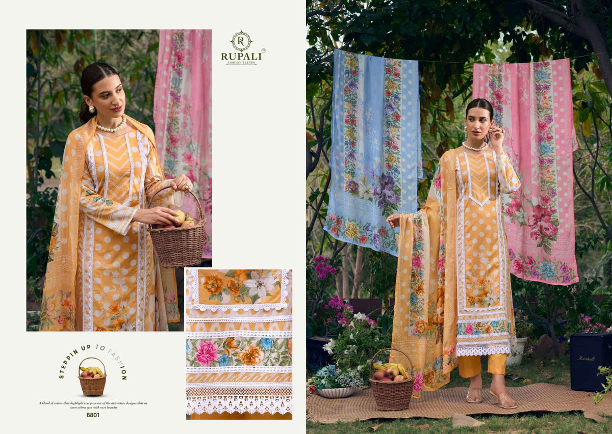 Rupali Fashion The Lost Garden Cambric Cotton Dress Material