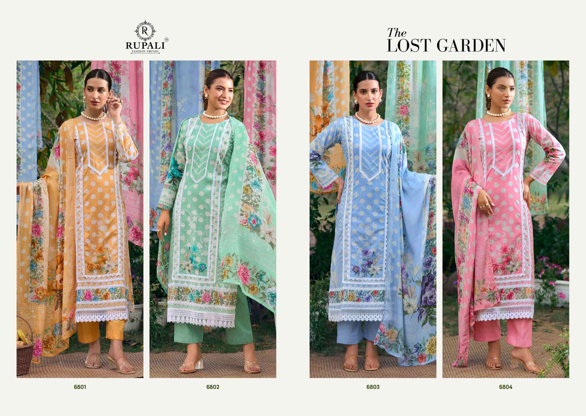 Rupali Fashion The Lost Garden Cambric Cotton Dress Material