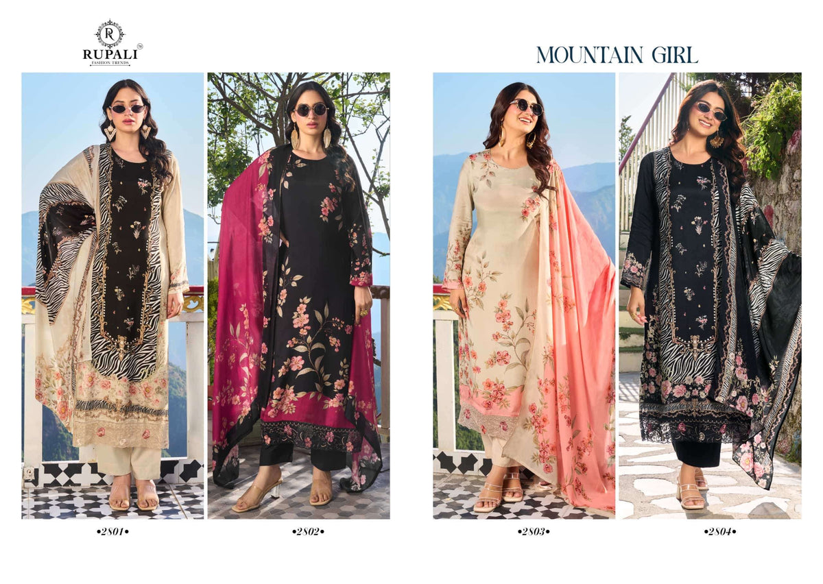 Rupali Fashion Mountain Girl Muslin Dress Material