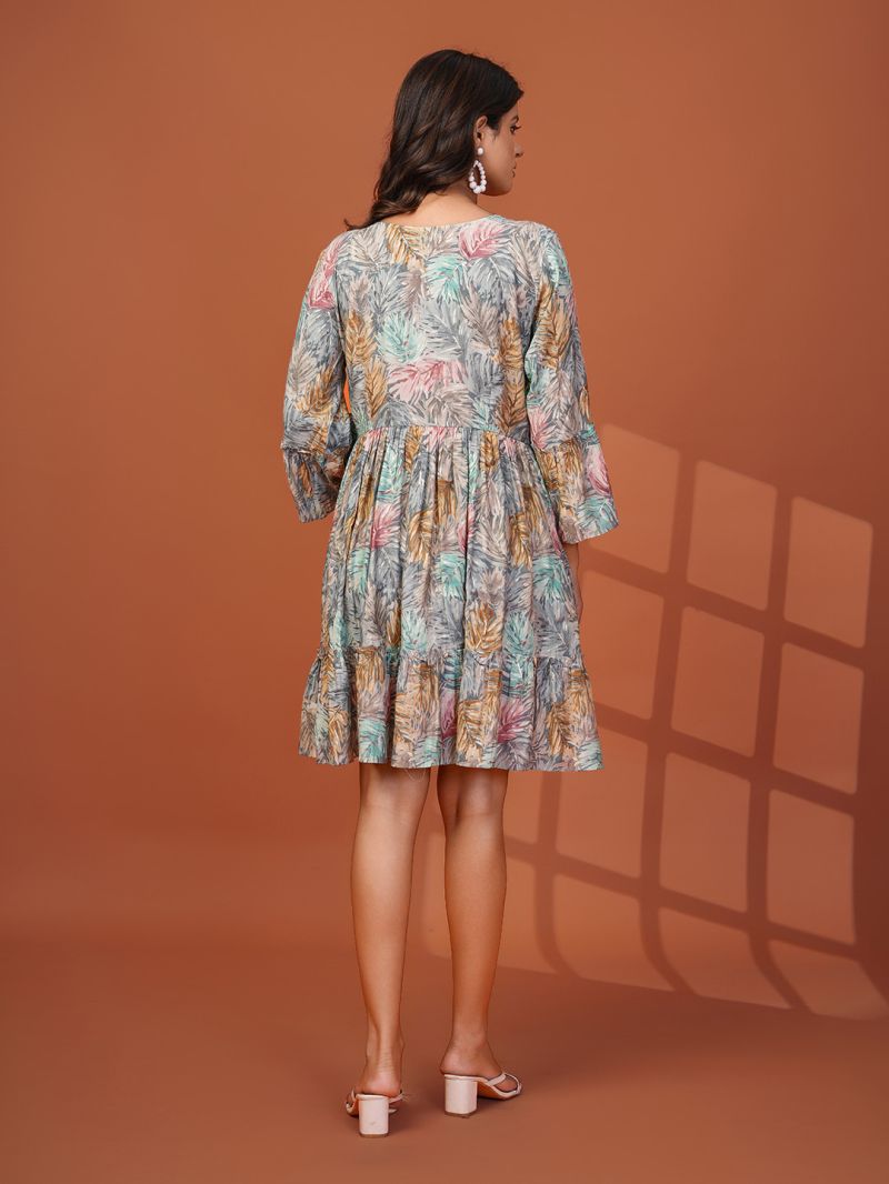 S 5004 Grey Modal Silk Floral Print Short Kurti Collection
