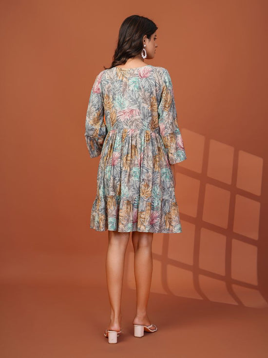 S 5004 Grey Modal Silk Floral Print Short Kurti Collection