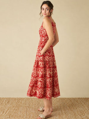 S 5123 Red Rayon Floral Printed Kurti Collection