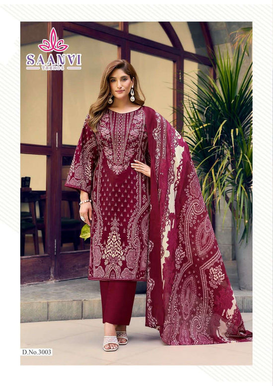 Saanvi Trends Nusrat Vol 3 Pure Cotton Dress Material - Amrah Wholesale