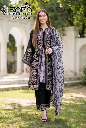 Safa Fashion SF 1424 Georgette Embroidered Pakistani Suit Set