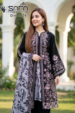 Safa Fashion SF 1424 Georgette Embroidered Pakistani Suit Set