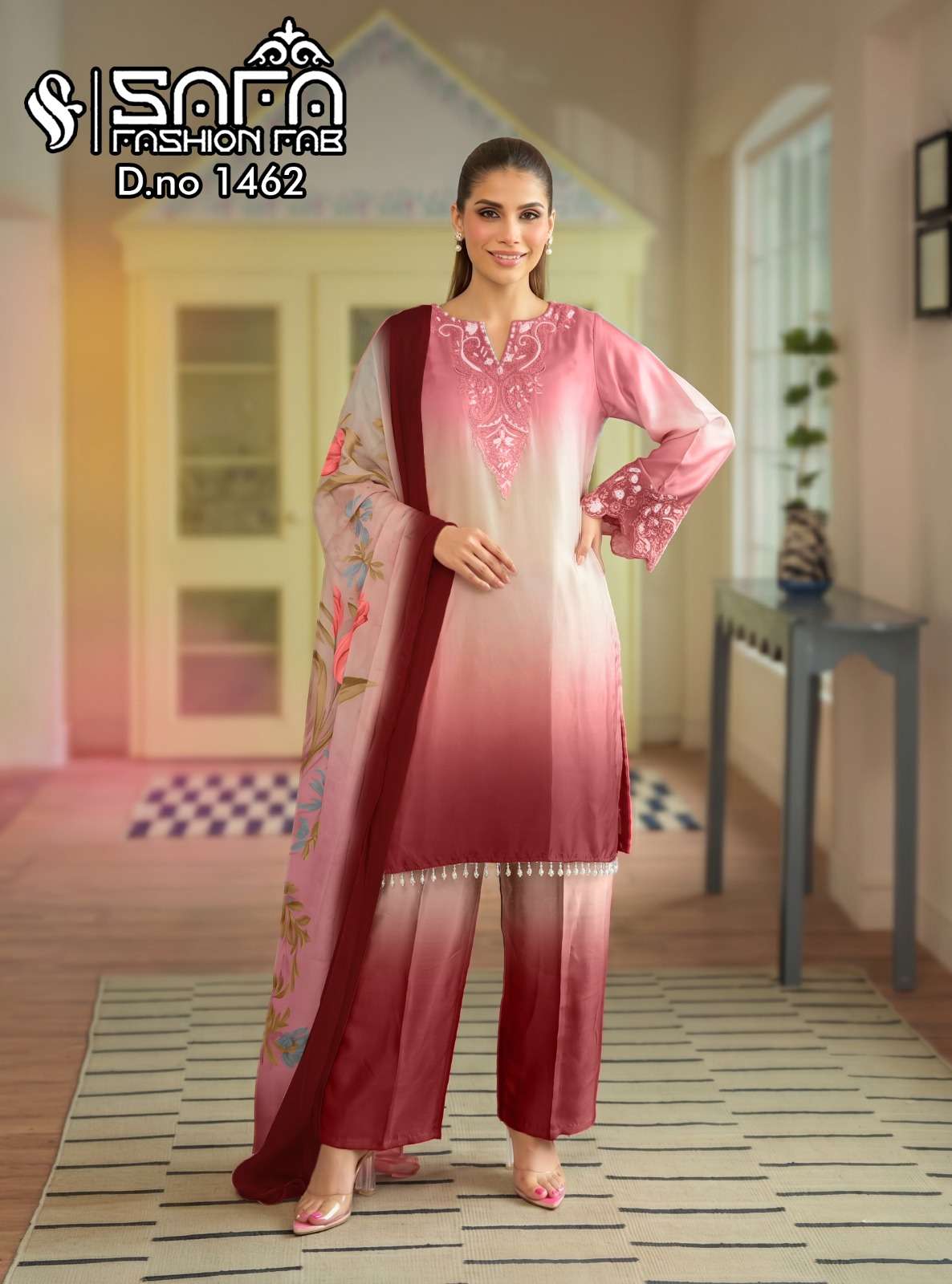 Safa Fashion Fab SF 1462 Heavy Soft Fabric Farshi Salwar Style Pakistani Suit - Amrah Wholesale
