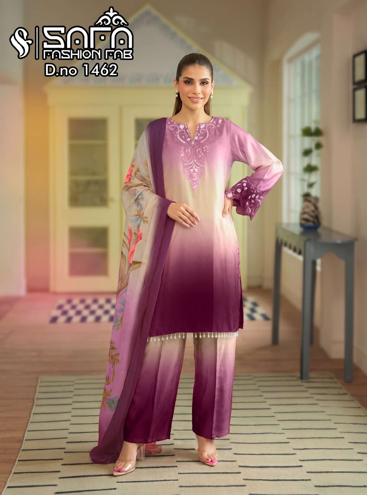Safa Fashion Fab SF 1462 Heavy Soft Fabric Farshi Salwar Style Pakistani Suit - Amrah Wholesale