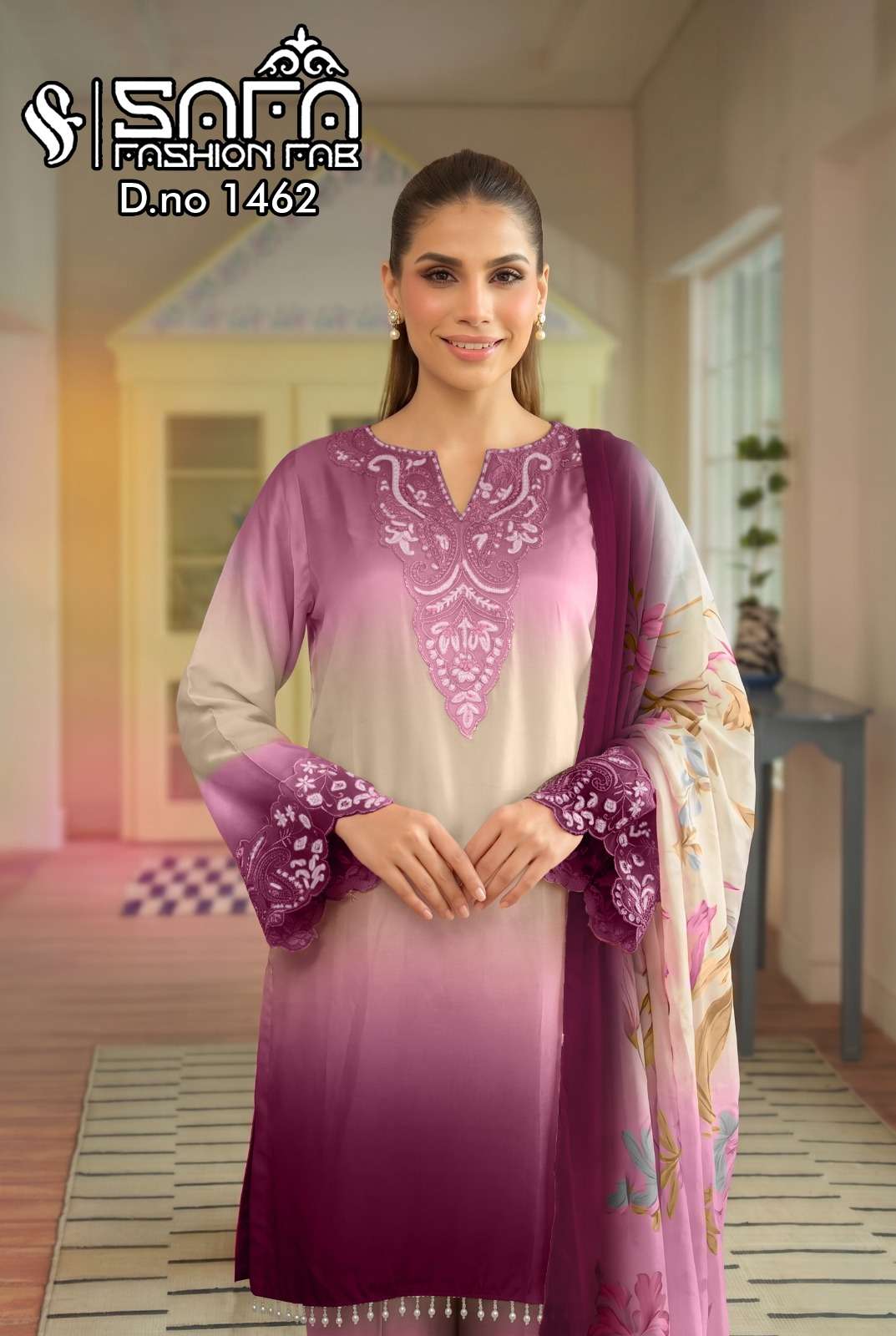 Safa Fashion Fab SF 1462 Heavy Soft Fabric Farshi Salwar Style Pakistani Suit - Amrah Wholesale
