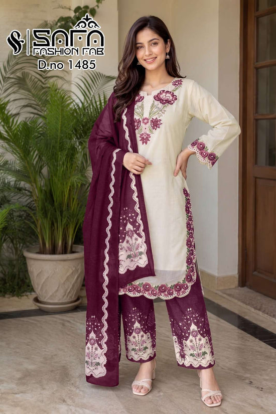 Safa Fashion Fab SF 1485 Pakistani Party Wear 3 Piece Suit Wholesale