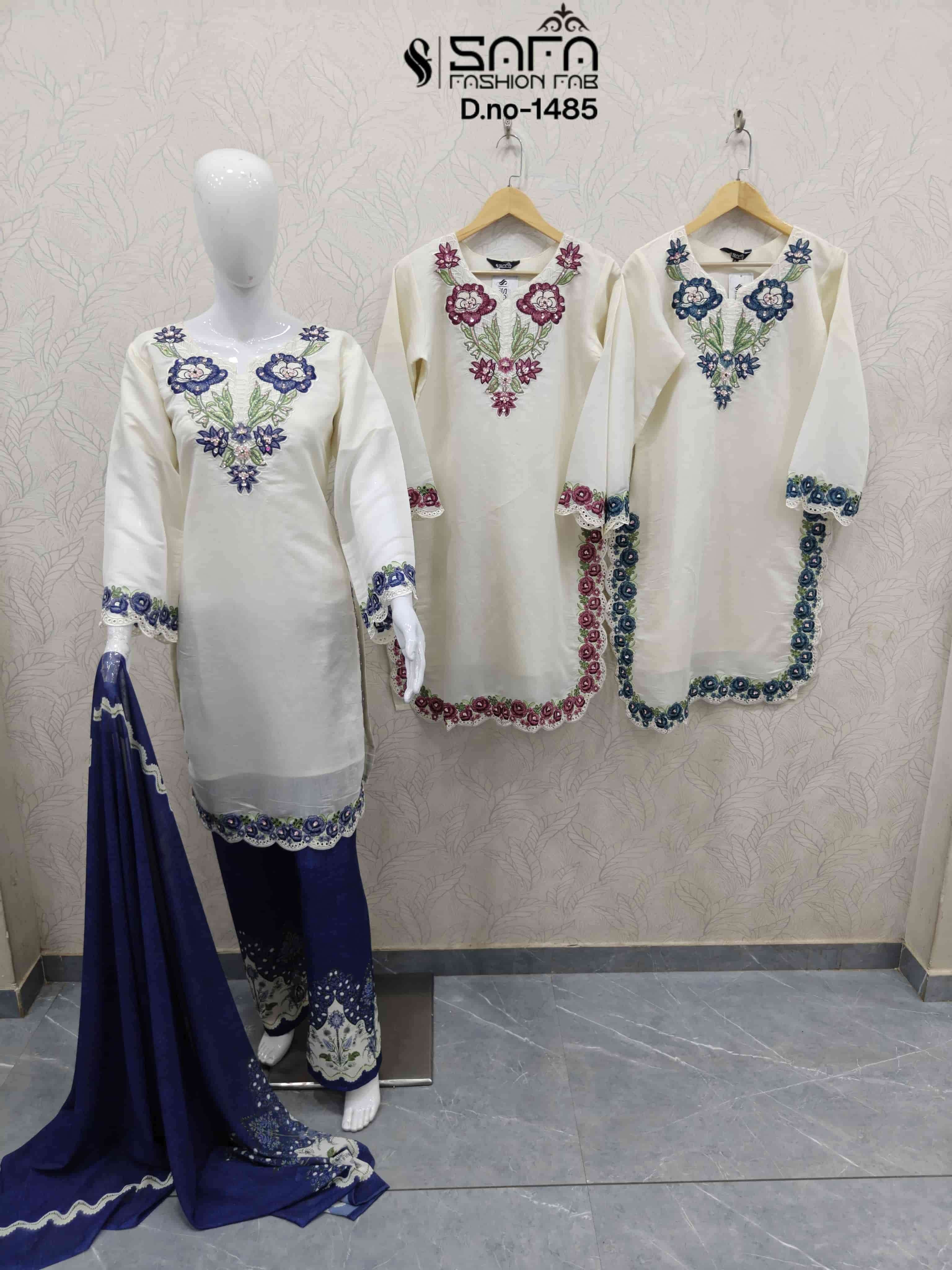 Safa Fashion Fab SF 1485 Pakistani Party Wear 3 Piece Suit Wholesale