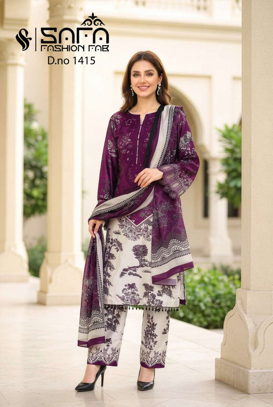 Safa Fashion SF 1415 Soft Luster Finish Pakistani Suit Set - Amrah Wholesale