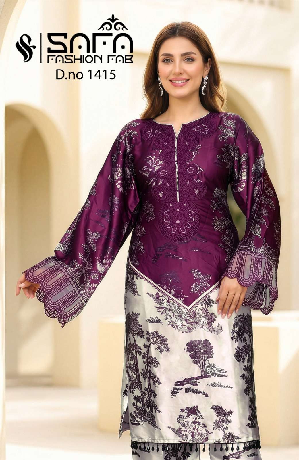 Safa Fashion SF 1415 Soft Luster Finish Pakistani Suit Set - Amrah Wholesale
