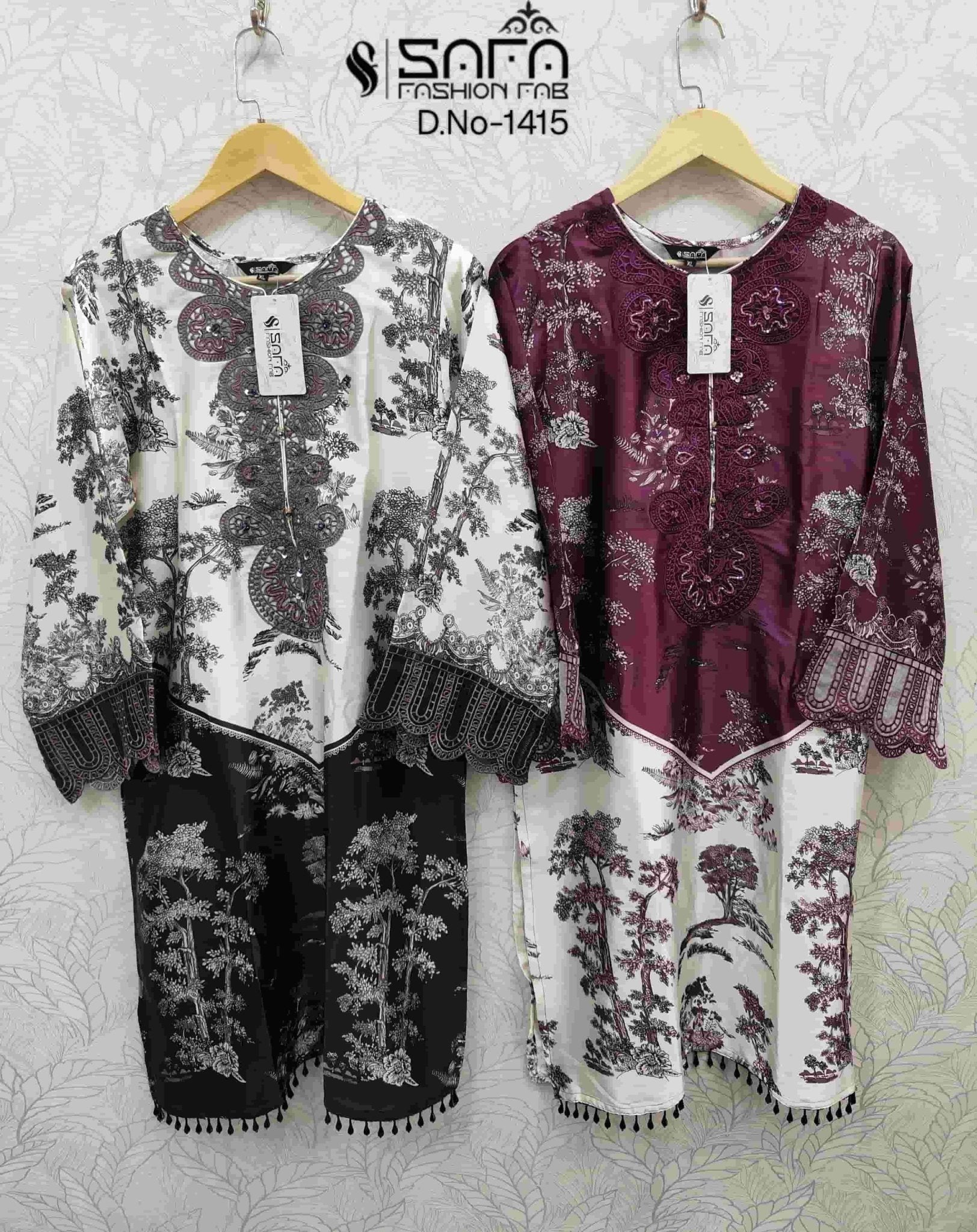 Safa Fashion SF 1415 Soft Luster Finish Pakistani Suit Set - Amrah Wholesale