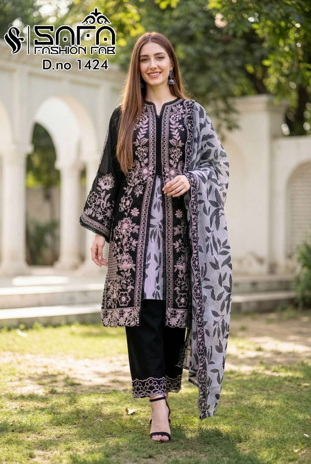 Safa Fashion SF 1424 Georgette Embroidered Pakistani Suit Set - Amrah Wholesale