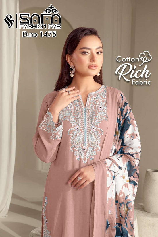 Safa Fashion SF 1475 Gajji Satin Pakistani Suit Set - Amrah Wholesale