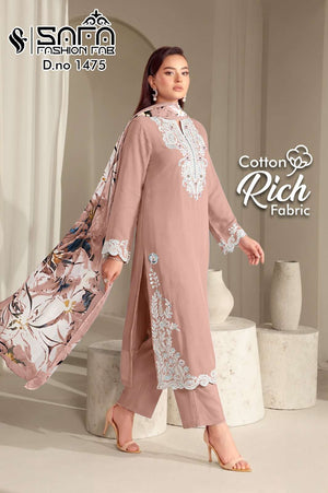 Safa Fashion SF 1475 Gajji Satin Pakistani Suit Set