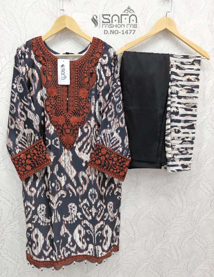 Safa Fashion SF 1477 Heavy Satin Pakistani Top Bottom Dupatta Set Wholesale - Amrah Wholesale