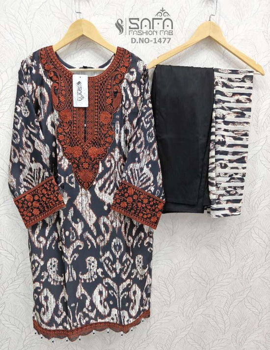 Safa Fashion SF 1477 Heavy Satin Pakistani Top Bottom Dupatta Set Wholesale - Amrah Wholesale