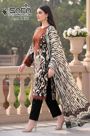Safa Fashion SF 1477 Heavy Satin Pakistani Top Bottom Dupatta Set Wholesale - Amrah Wholesale