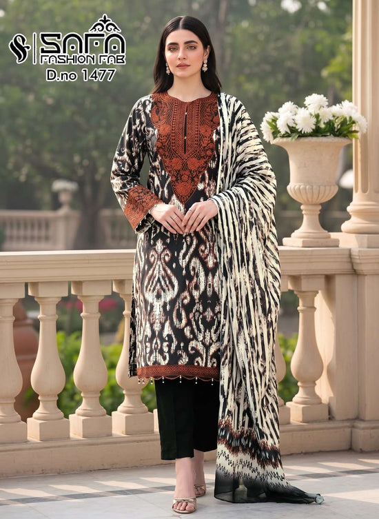 Safa Fashion SF 1477 Heavy Satin Pakistani Top Bottom Dupatta Set Wholesale - Amrah Wholesale