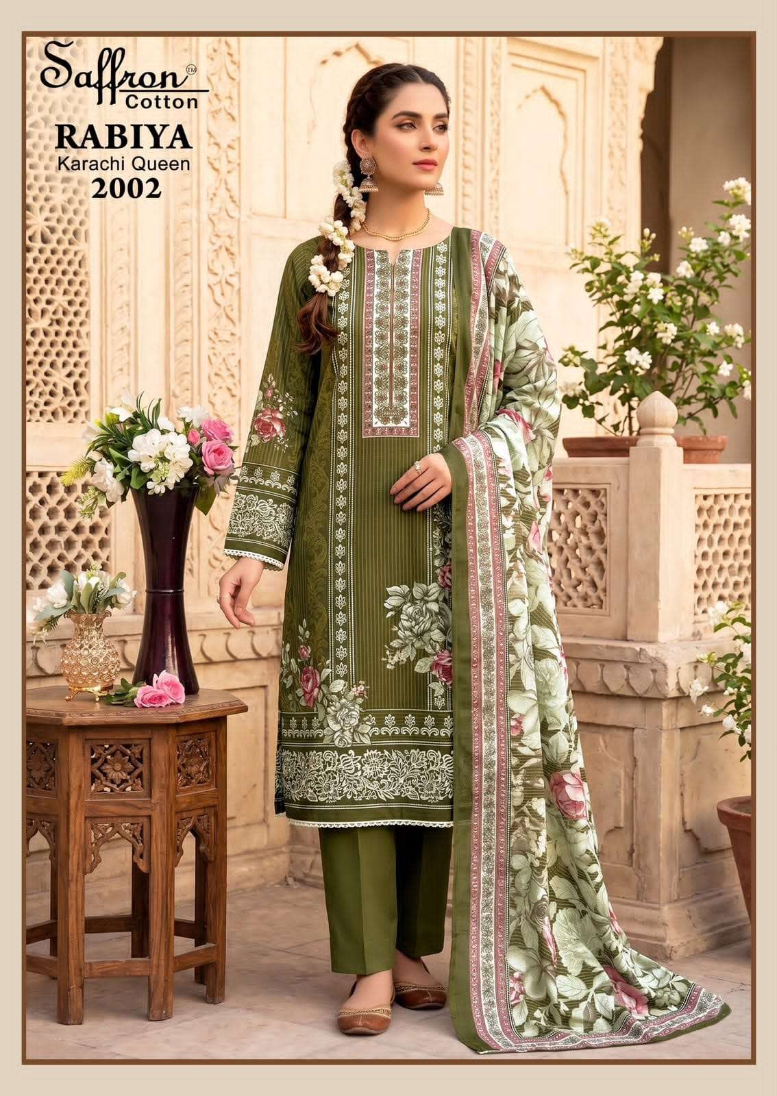 Saffron Rabiya Karachi Queen Vol 2 Pure Soft Cotton Digital Printed Dress Material - Amrah Wholesale
