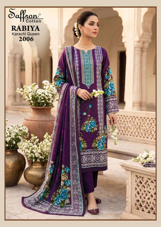 Saffron Rabiya Karachi Queen Vol 2 Pure Soft Cotton Digital Printed Dress Material - Amrah Wholesale