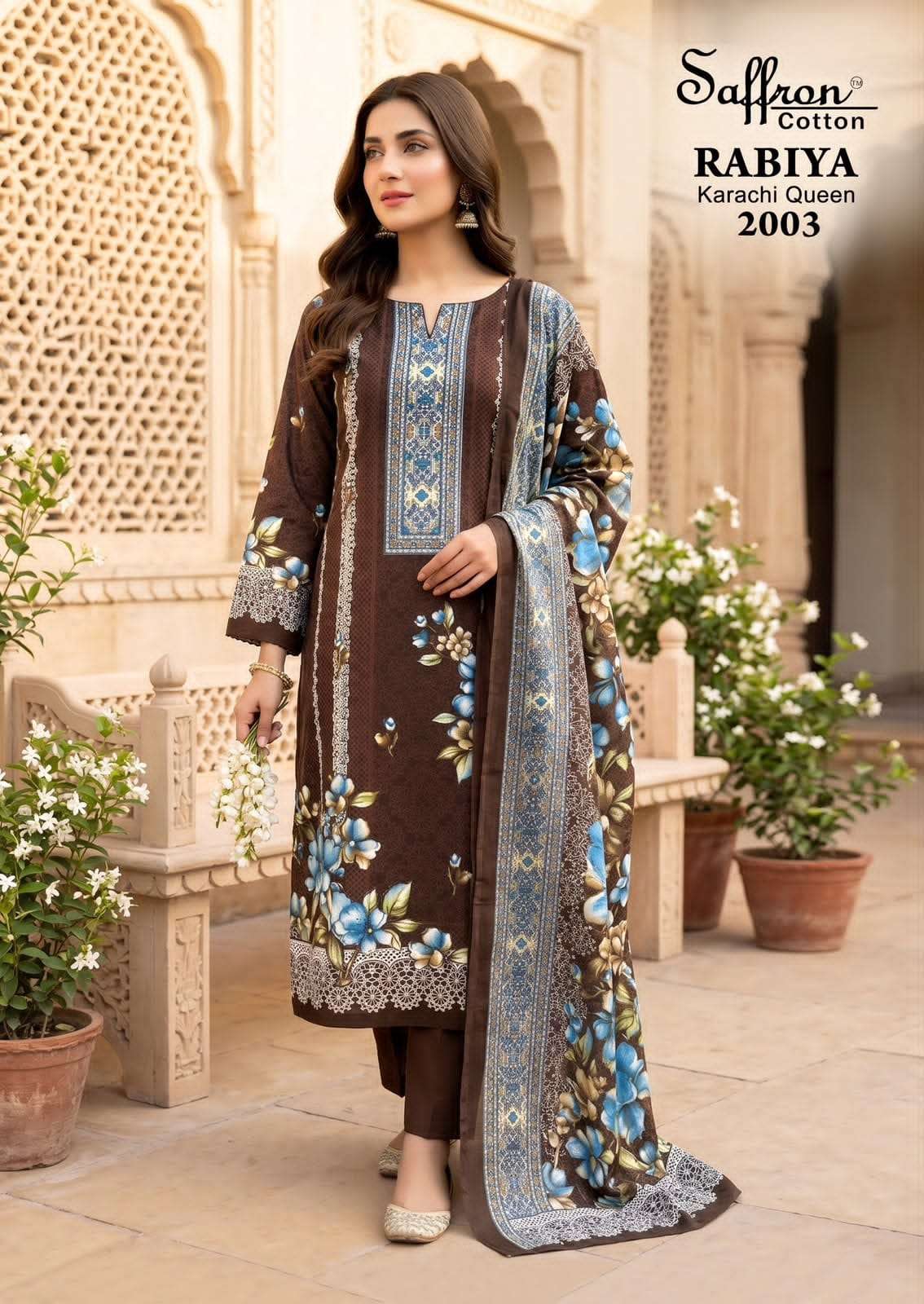 Saffron Rabiya Karachi Queen Vol 2 Pure Soft Cotton Digital Printed Dress Material - Amrah Wholesale