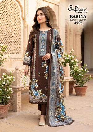 Saffron Rabiya Karachi Queen Vol 2 Pure Soft Cotton Digital Printed Dress Material - Amrah Wholesale