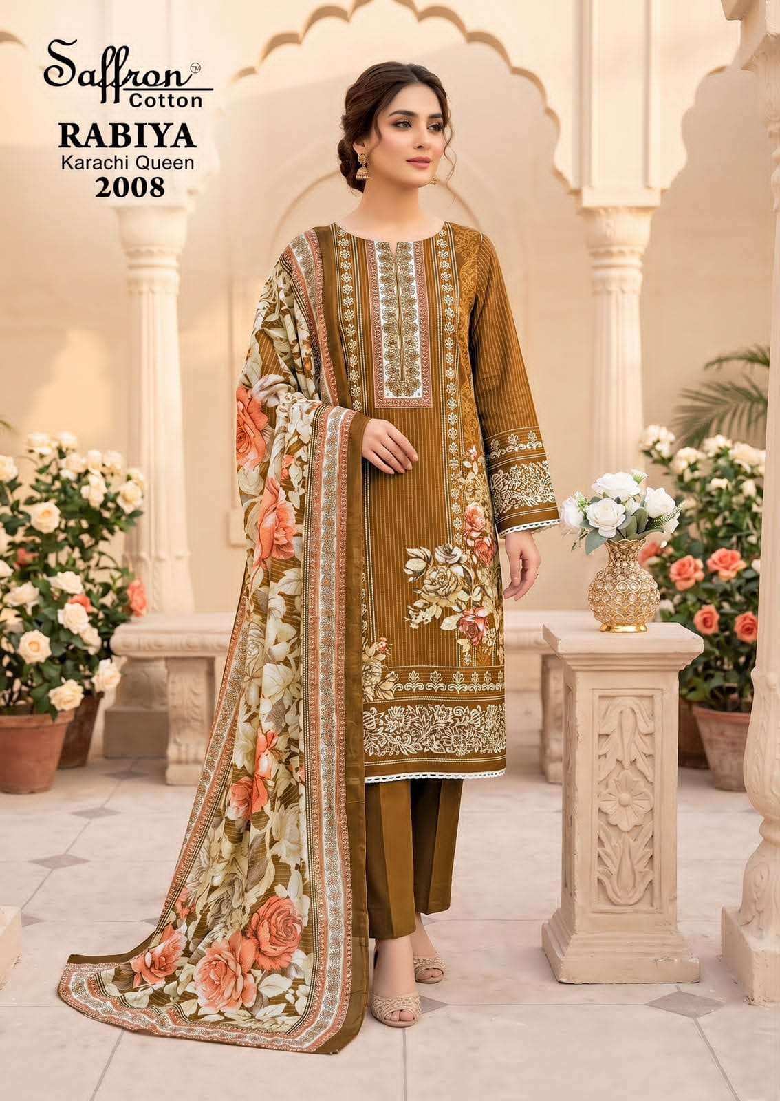 Saffron Rabiya Karachi Queen Vol 2 Pure Soft Cotton Digital Printed Dress Material - Amrah Wholesale