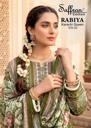 Saffron Rabiya Karachi Queen Vol 2 Pure Soft Cotton Digital Printed Dress Material - Amrah Wholesale