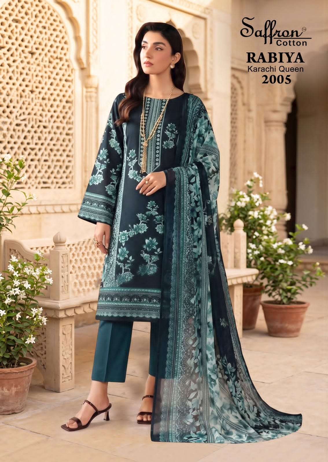 Saffron Rabiya Karachi Queen Vol 2 Pure Soft Cotton Digital Printed Dress Material - Amrah Wholesale