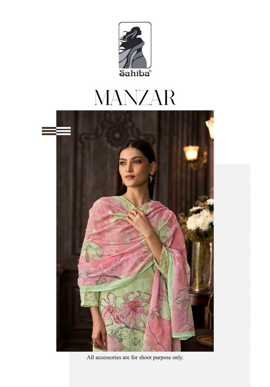 Sahiba Manzar Pure Cotton Linen Dress Material - Amrah Wholesale