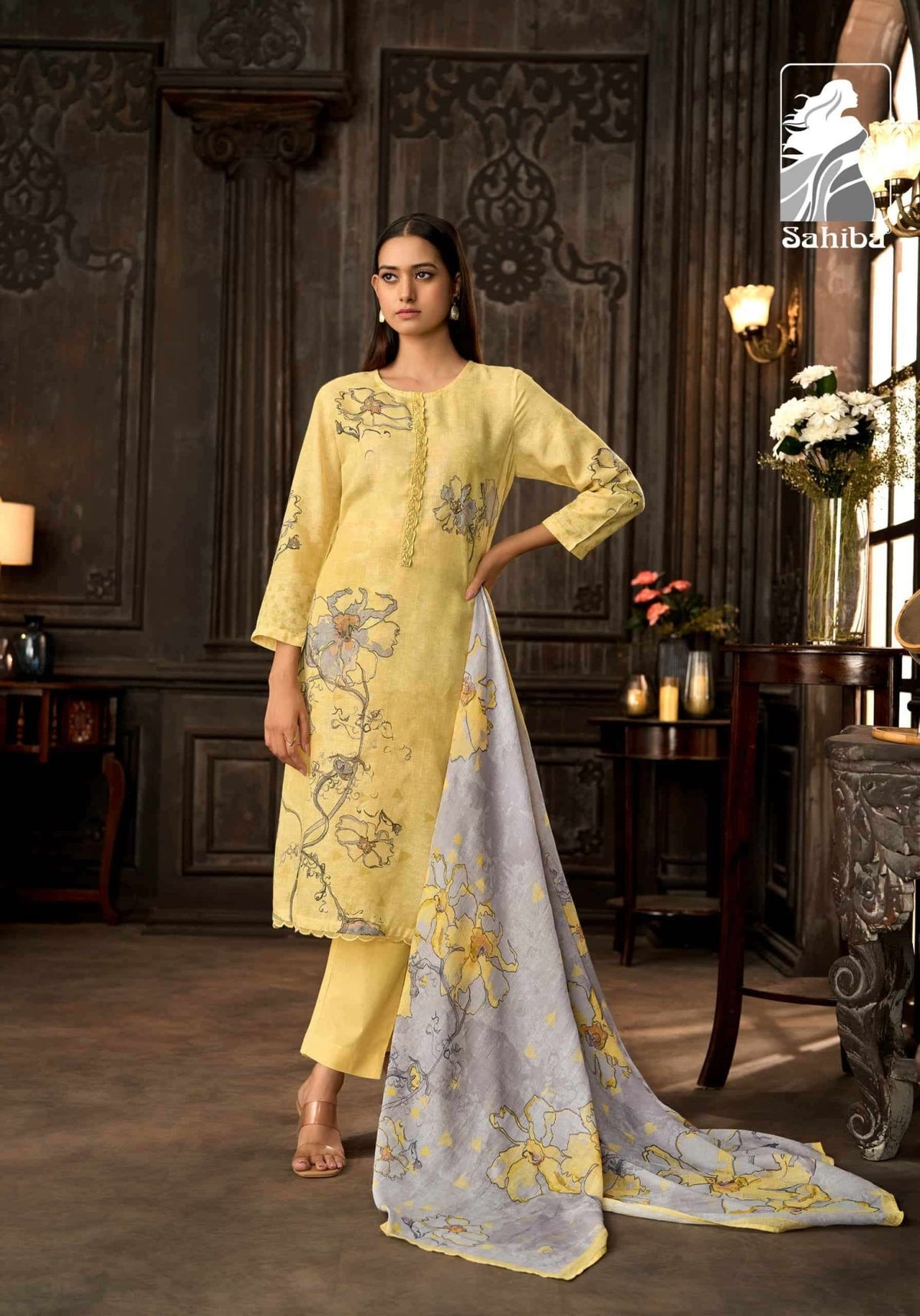 Sahiba Manzar Pure Cotton Linen Dress Material - Amrah Wholesale
