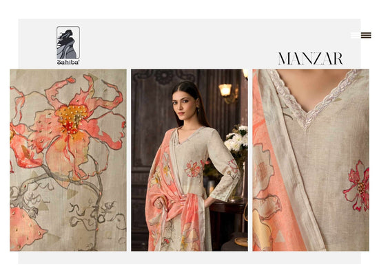 Sahiba Manzar Pure Cotton Linen Dress Material - Amrah Wholesale
