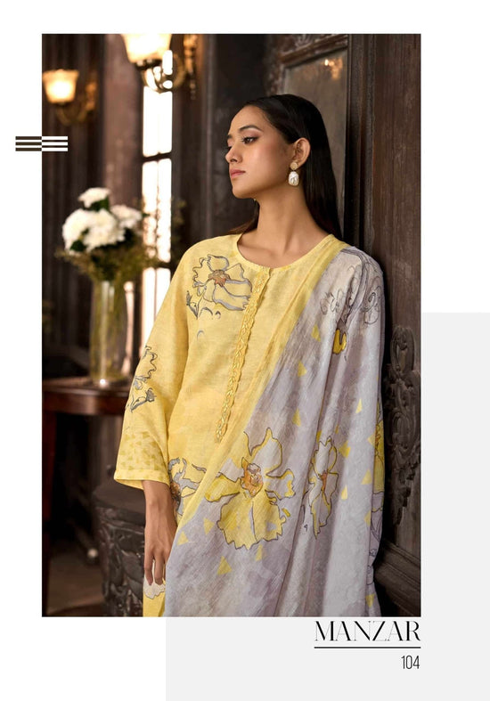 Sahiba Manzar Pure Cotton Linen Dress Material - Amrah Wholesale