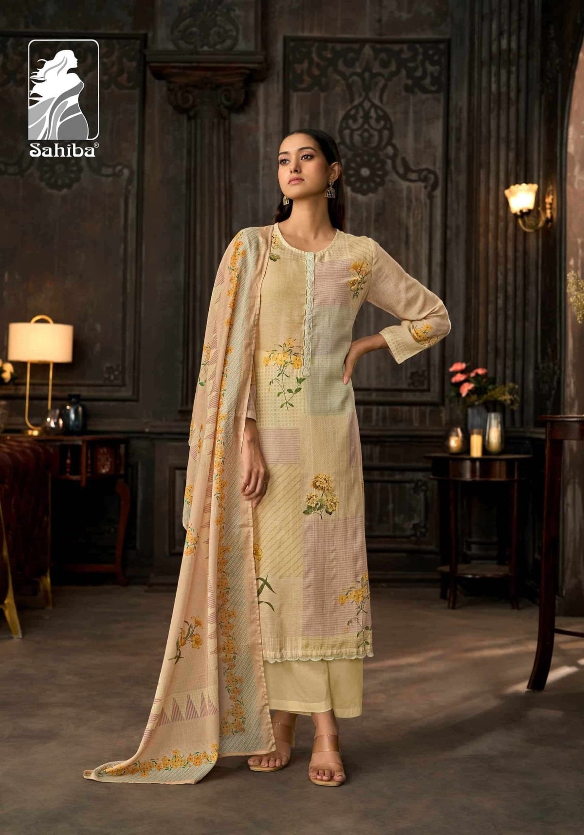 Sahiba Manzar Pure Cotton Linen Dress Material - Amrah Wholesale