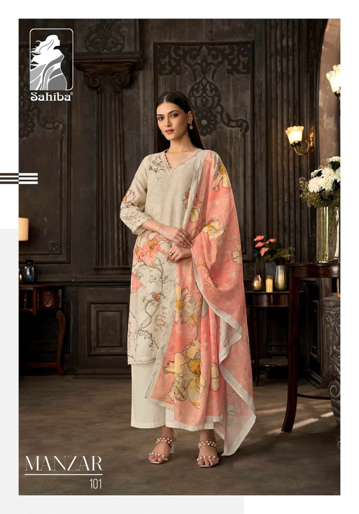 Sahiba Manzar Pure Cotton Linen Dress Material - Amrah Wholesale