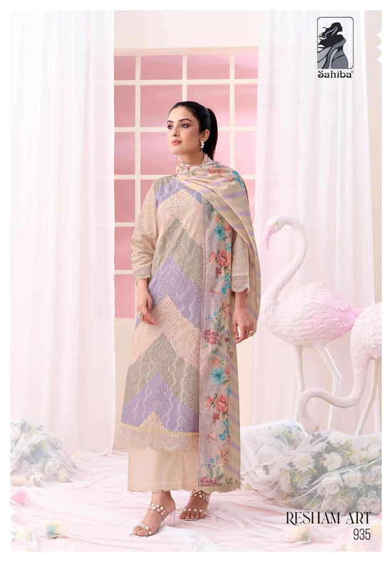 Sahiba Resham Art Premium Cotton Dress Material - Amrah Wholesale