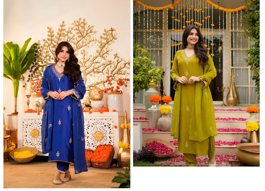 Sahiba Vol 1 Kurti Pant Dupatta Set - Amrah Wholesale