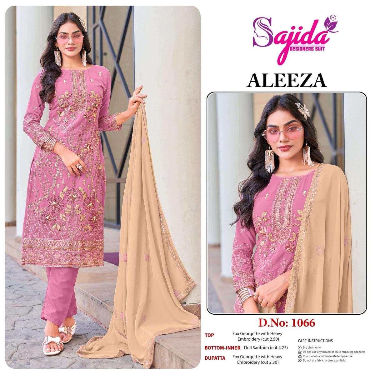 Sajida Sticker SAJIDA ALEEZA 201 Pakistani Georgette Embroidered Dress Collection ...