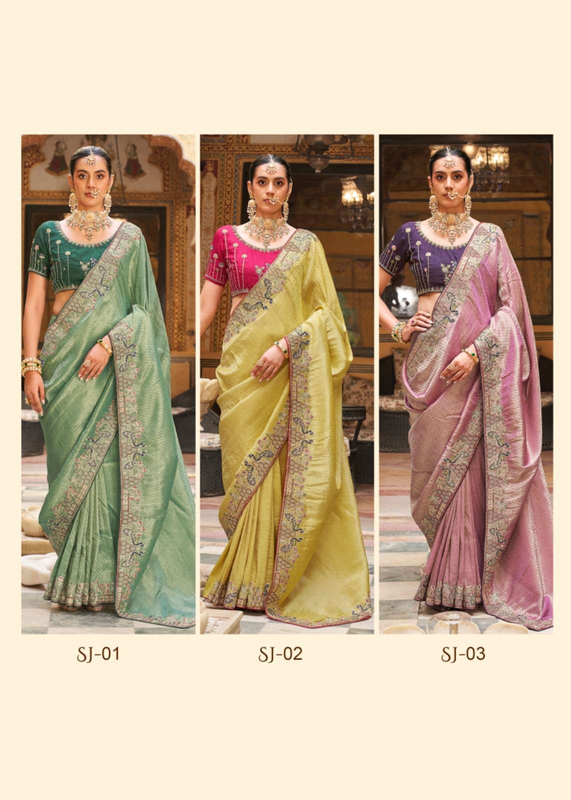 Sajode The Tradition 01 To 06 Tissue Silk Embroidery Premium Saree