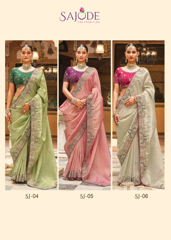 Sajode The Tradition 01 To 06 Tissue Silk Embroidery Premium Saree