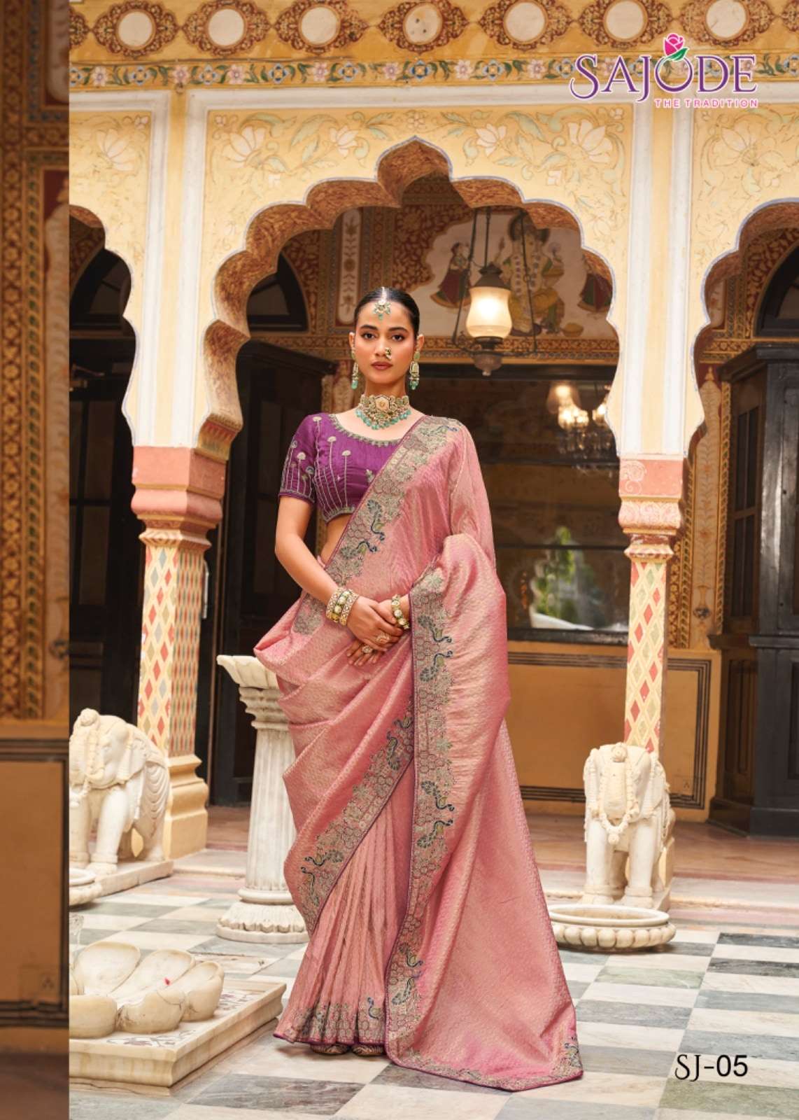 Sajode The Tradition 01 To 06 Tissue Silk Embroidery Premium Saree