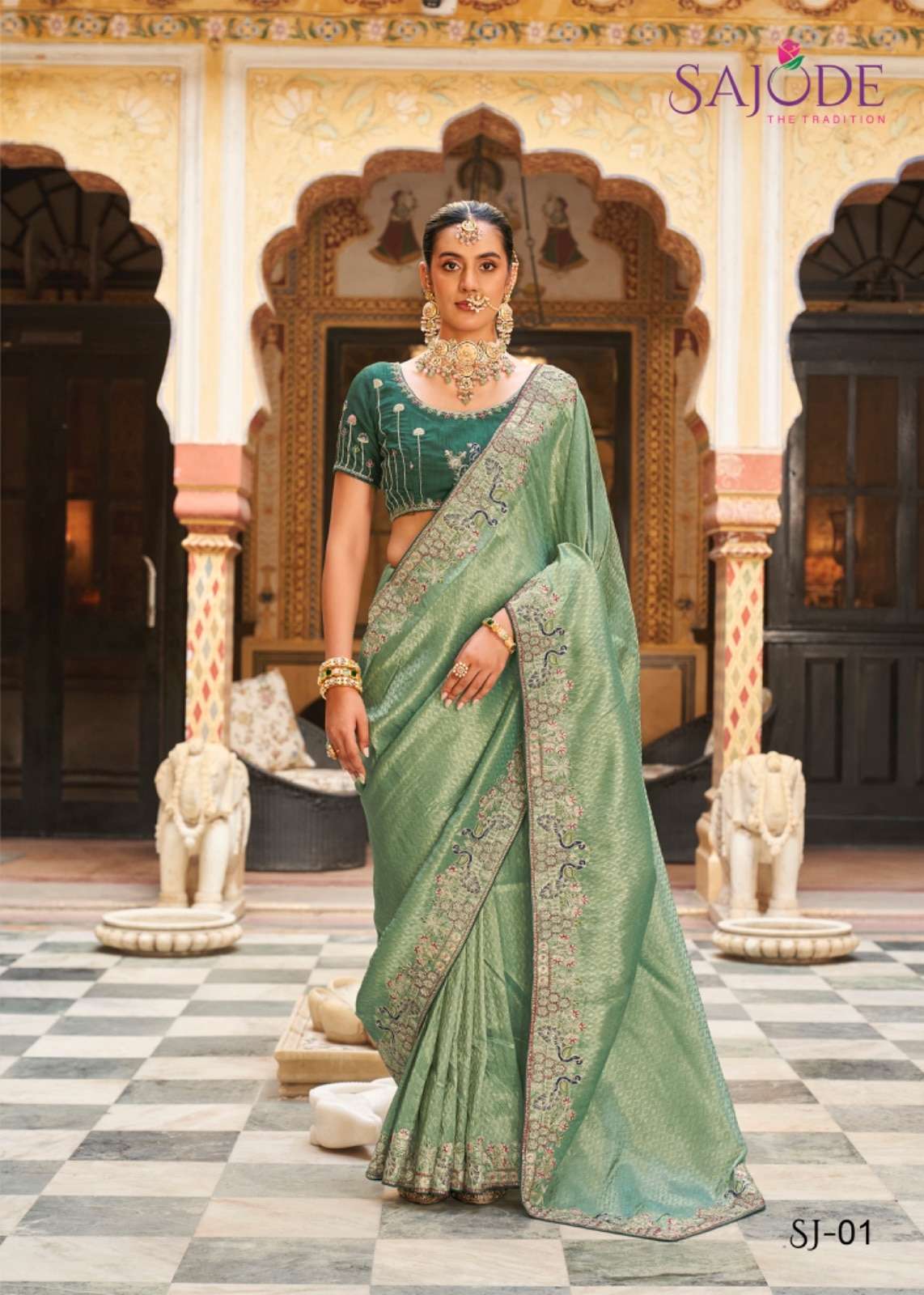 Sajode The Tradition 01 To 06 Tissue Silk Embroidery Premium Saree